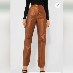 Veronica Beard Bronze Daniela Metallic Straight Leg Pant